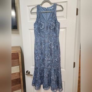Antonio Melani Lace overlay Midi Blue Dress